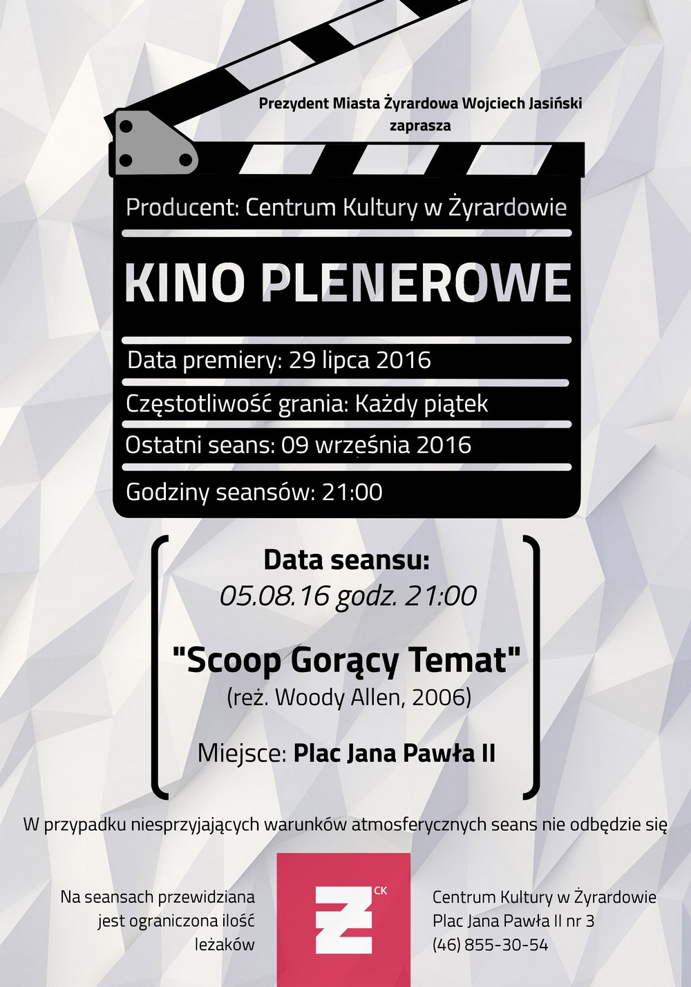 Plenerowe kino w Żyrardowie, plac Jana Pawła II